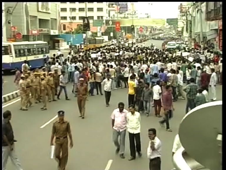 Anti-Telangana protests in Vijayawada on July 30.